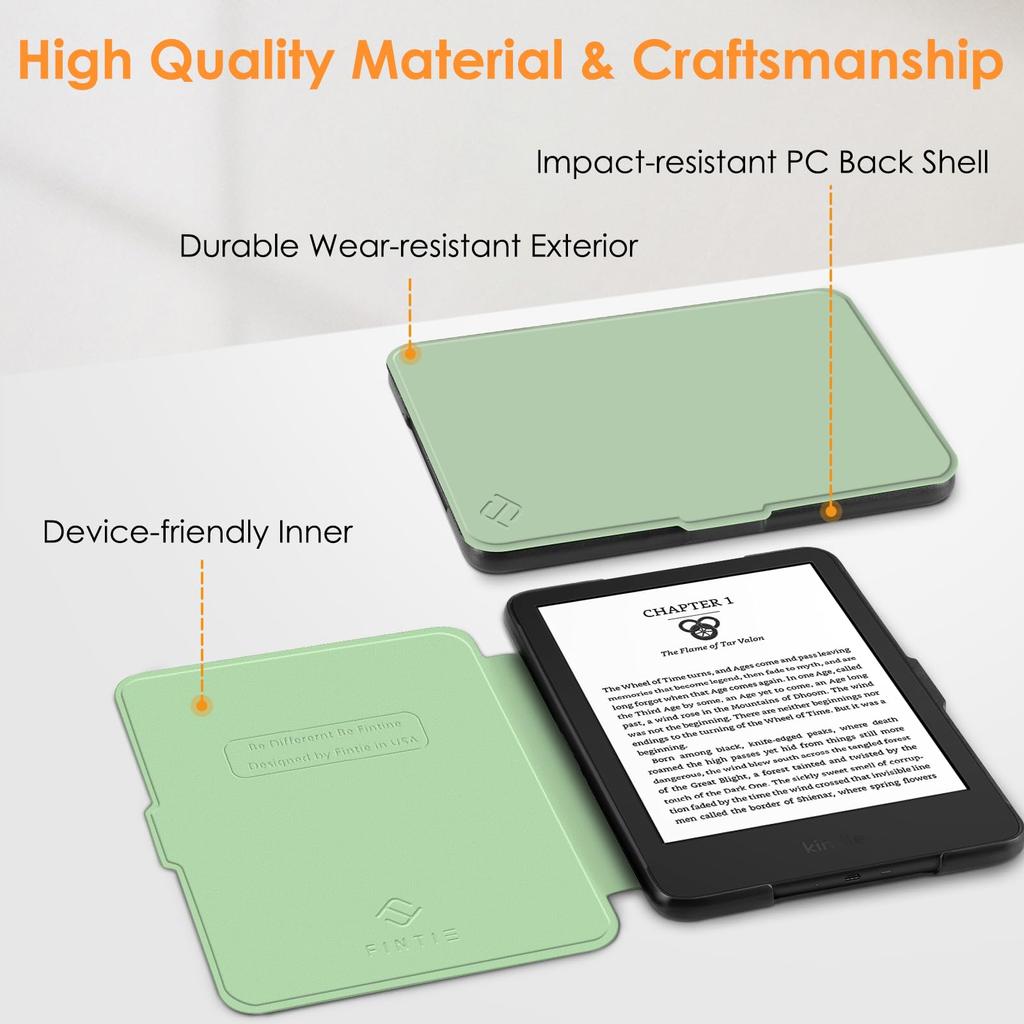 Fintie Case for Kindle 11th Generation Protective Cover with Auto Function (2024/2022) - 6-inch Case, Lightweight, Thin, Sleep/Wake (Green)