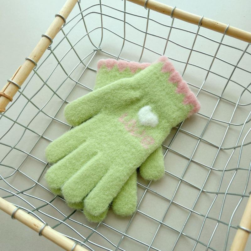 Gloves women's winter velvet thickened warm knitted women's riding cold-proof driving anti-freeze winter cotton gloves