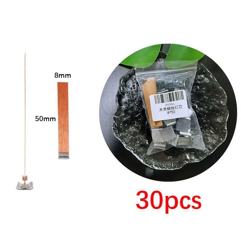 30 Pcs Candles Making Supplies Kit DIY Wooden Wicks Cores with Iron Base