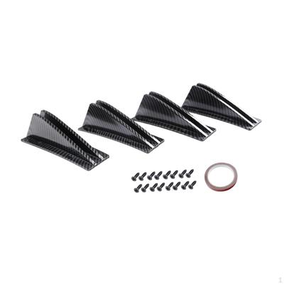 4x Rear Lower Lip Splitter Protector Shark Style Decoration Car Exterior Accessories Black