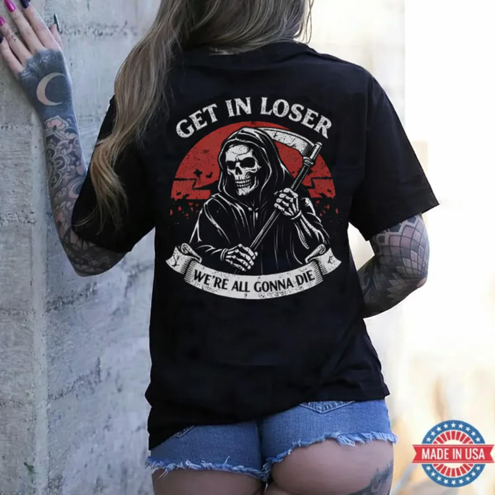 Grim Reaper Skull Graphic Gothic Dark Humor Unisex Casual Tee Unisex T-Shirt XXXXL