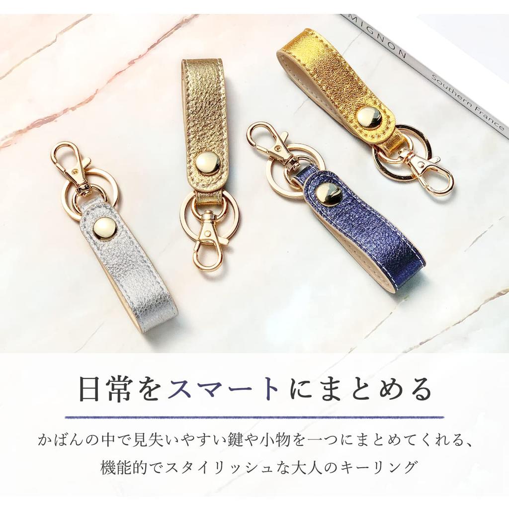 Trend SSS Genuine Leather Key Ring for Men and Women, Snap Button Belt Charm, Chrome-Tanned, Glitter Gray