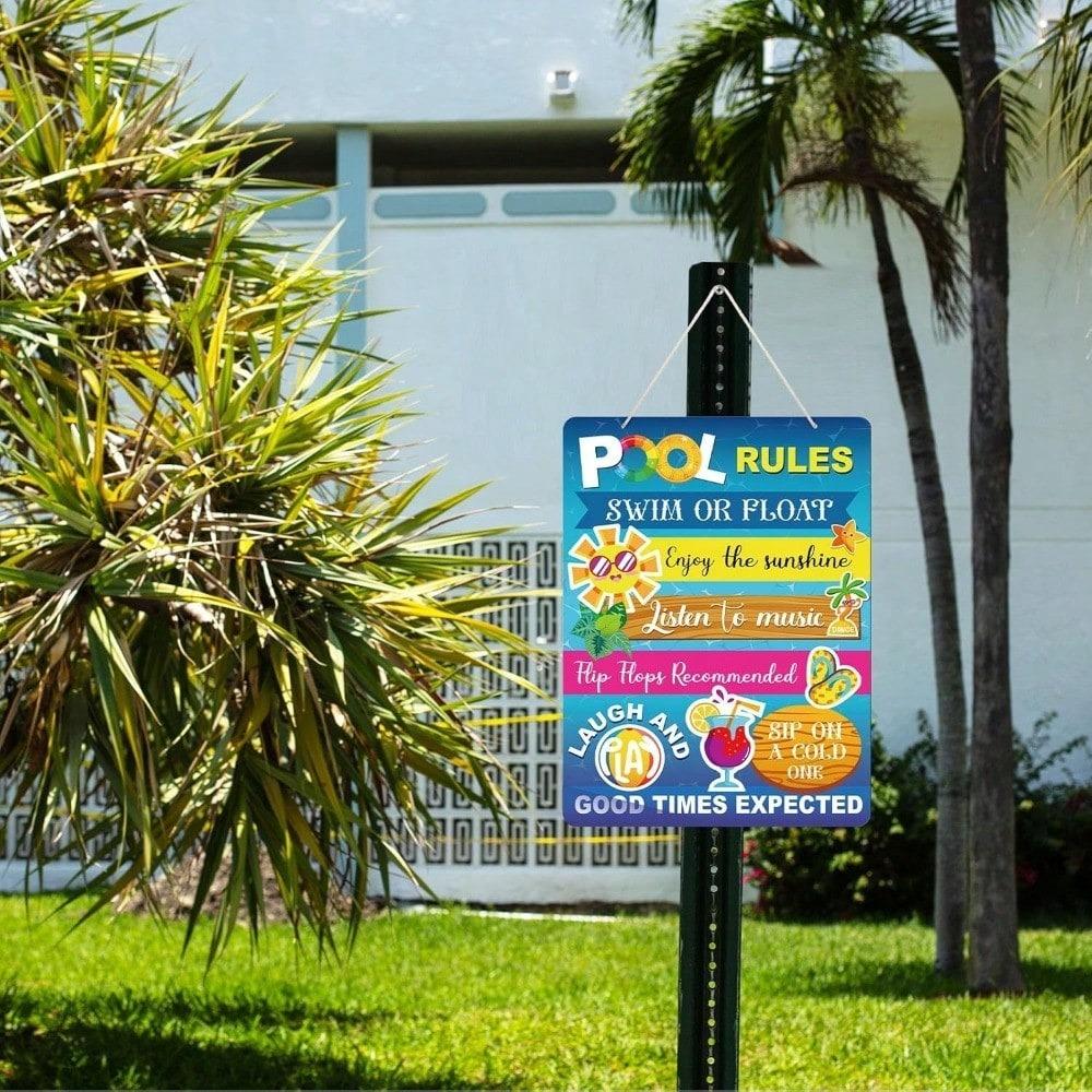 Pool Safety Rules Vintage Metal Sign 12x16 Inch Indoor Outdoor Decor