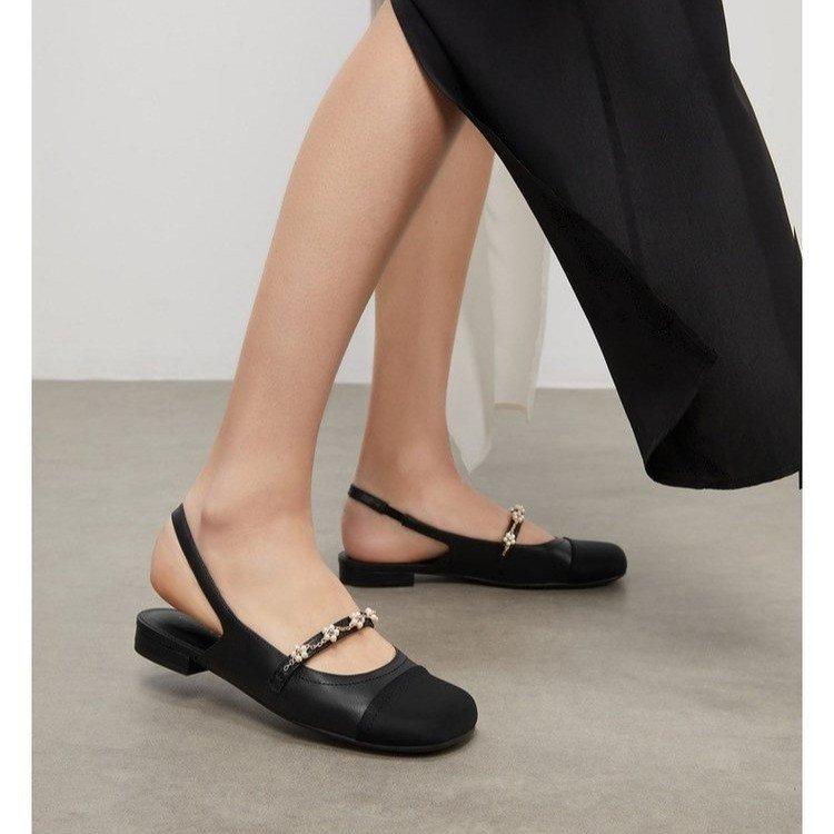 

[youshilai] 2025 новые сандалии Мэри Джейн Xiaoxiangfeng женские с французской цепочкой из бусин тройные внешние женские туфли 35