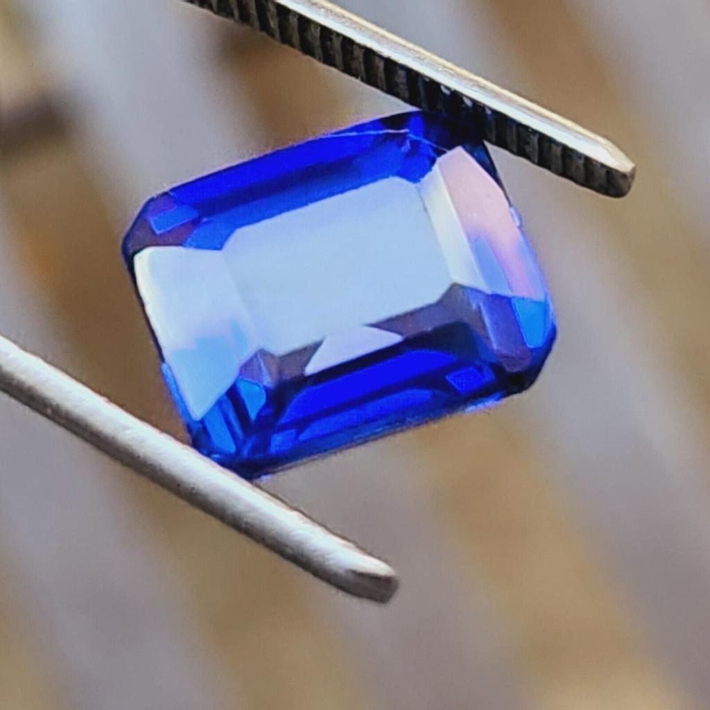7 Cts Heated Ceylon Blue Sapphire Emerald Cut Certified Loose Gemstone
