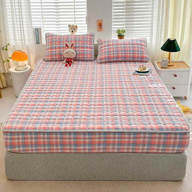 Sleeping Grid Skin Friendly Pure Cotton Thick Bed Sheet