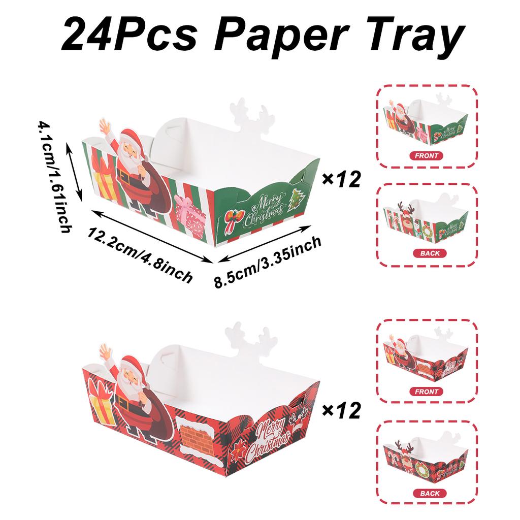 Christmas Paper Food Tray Merry Christmas Decoration for Home 2025 Navidad Natal Snack Candy Pallet Xmas Ornament New Year 2026