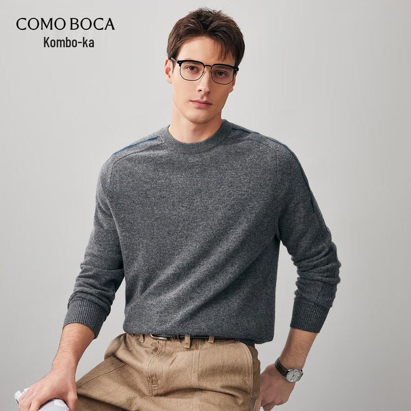 

Kemeng Boka Men s 100% Cashmere Round Neck Saddle Shoulder Sweater 2XL