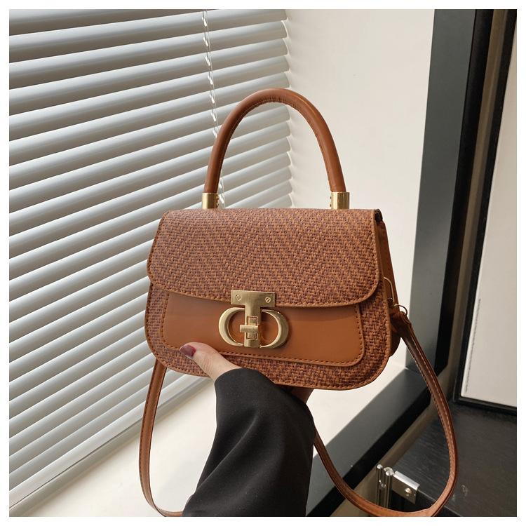 Splicing popular lock 2025 large-capacity new large-capacity fashionable simple crossbody portable shoulder women's bag