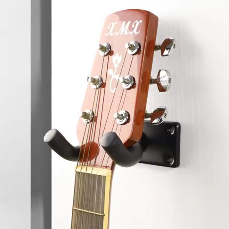 Wall-mounted guitar rack, full-size black hooks suitable for bass mandolin banjo, four-string instruments,and guitar accessories