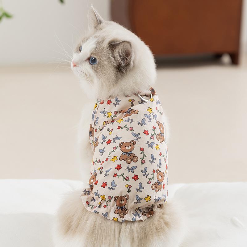 

Cute bear floral hanging pumpkin skirt cat summer sleeveless thin pet cat skirt cat clothes XXL (recommended weight 15-10 kg)