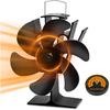 Wood Stove Fan, 6 Blades Heat Powered Fireplace Fan with Temperature Reminder, Wood Stove Accessories, Eco-Friendly, Non-Electric Fan for Wood