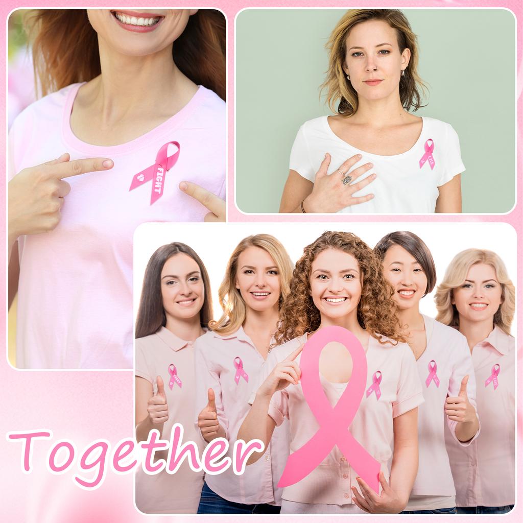 100 Pcs Breast Cancer Awareness Pins Pink Ribbon Lapel Pins Hope Power Love Fight Cancer Theme Fabric Pins Bulk For Charity