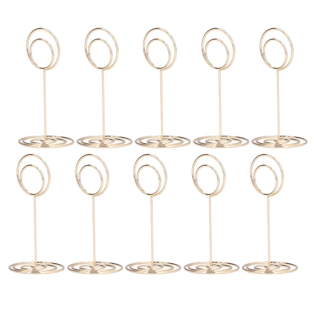 10 Stück Tischkartenhalter Runde Basis Galvanisierungsverfahren Elegante Niedliche Form Heimschmuck für HochzeitenGold