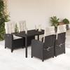 Vidaxl 5-Cz. Garden Furniture Set With Cushions, Black, Poly Rattan