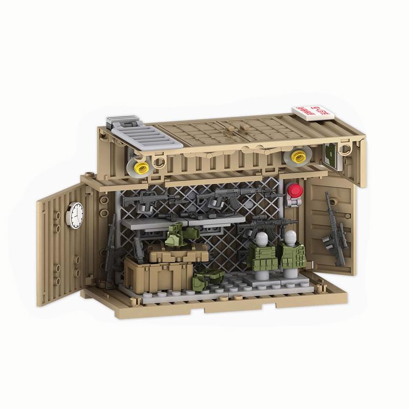 MOC Military War Accessories WW2 Soldier Building Blocks Roadblock Motorcycle Case Container Bag Brick Toy