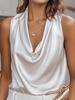 Europese & Amerikaanse Dames Satin Zijde Geplooide Mouwloze Top voor Herfst