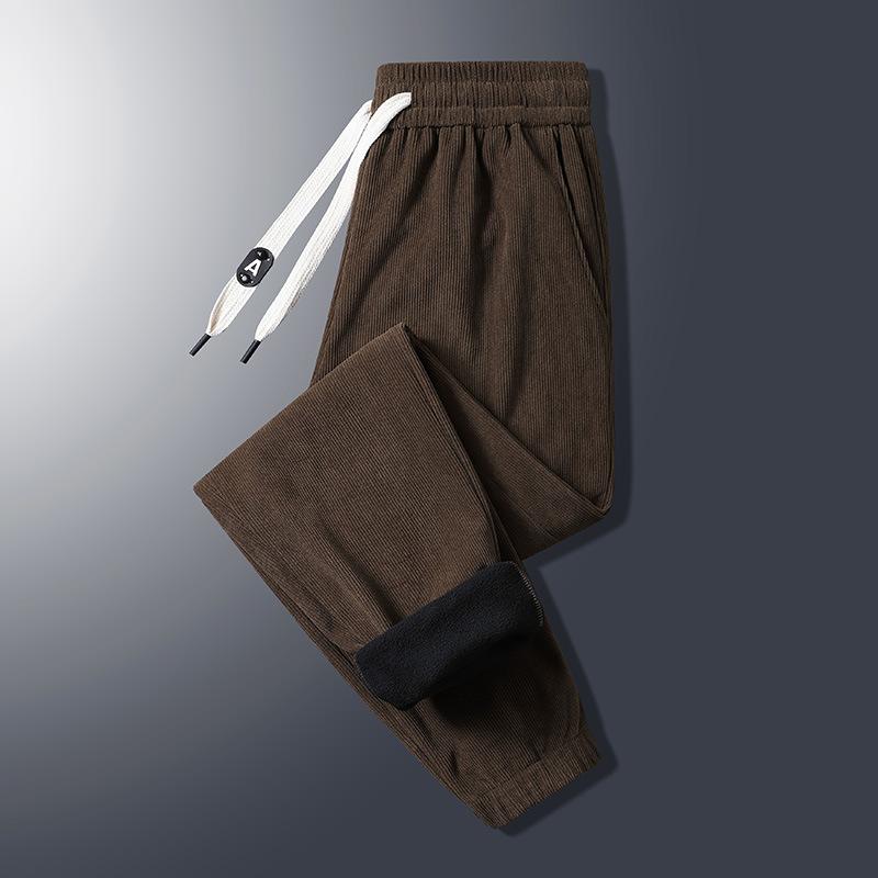 Pantaloni da Uomo in Velluto a Coste con Aggiunta di Velluto, Gamba Dritta Resistenti alle Rughe, Sportivi, Casual, Caldi e Lunghi