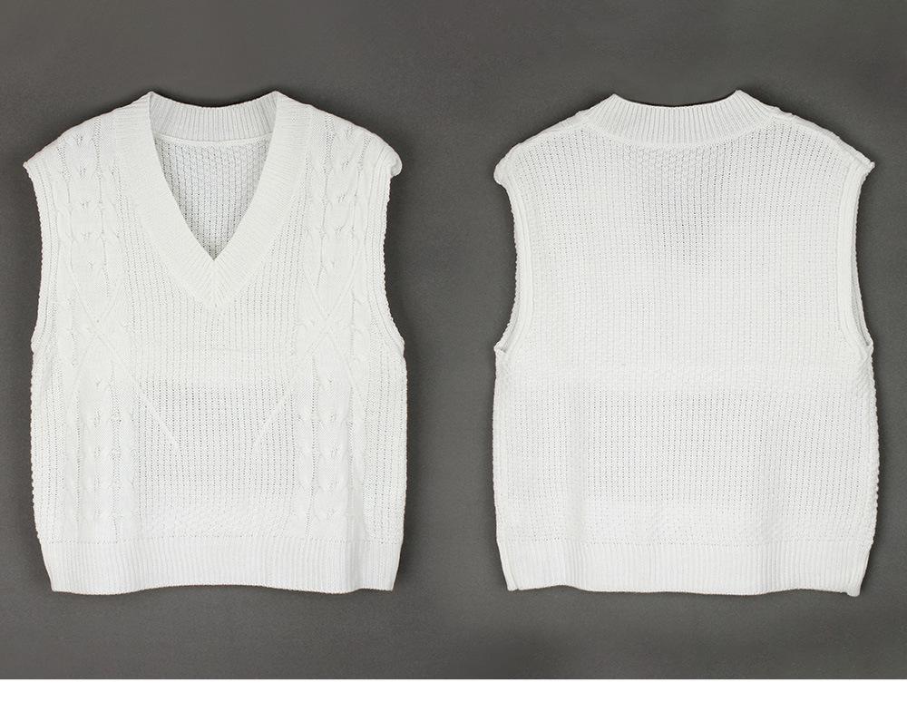 Women's V-Neck Sleeveless Twist Knit Sweater Vest