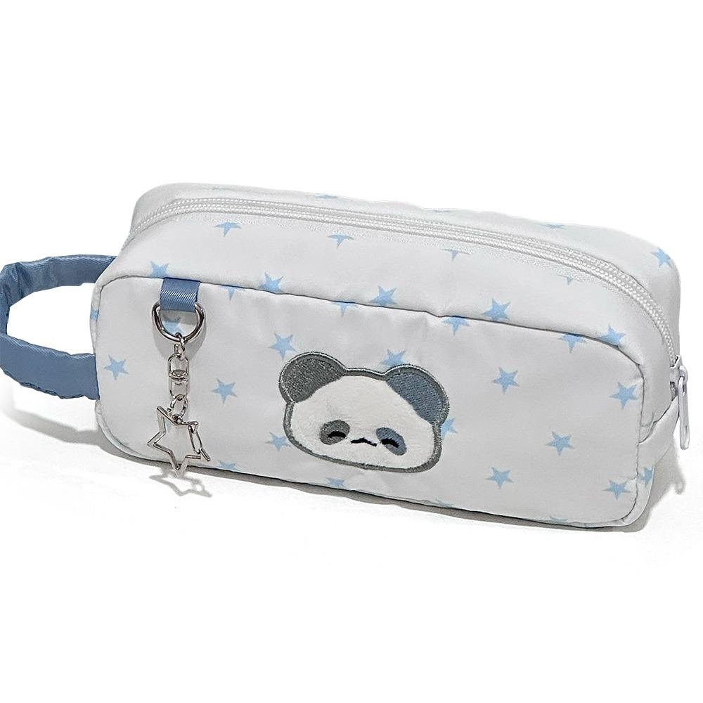 

Multifunctional White Pen Bag Large Capacity Star Panda Pattern Pencil Case Portable Handheld Stationery Organizer Gift белый