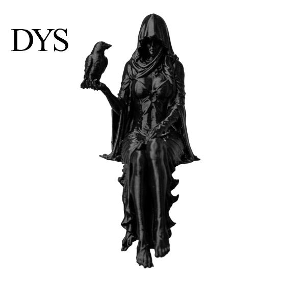 Tabletop Shelf Decoration Gothic Raven Sitter Statue, Hooded Lady Reaper Figurine, 3D Printed Dark Creative Bookshelf Statue Edge Sitter, Witchy Room