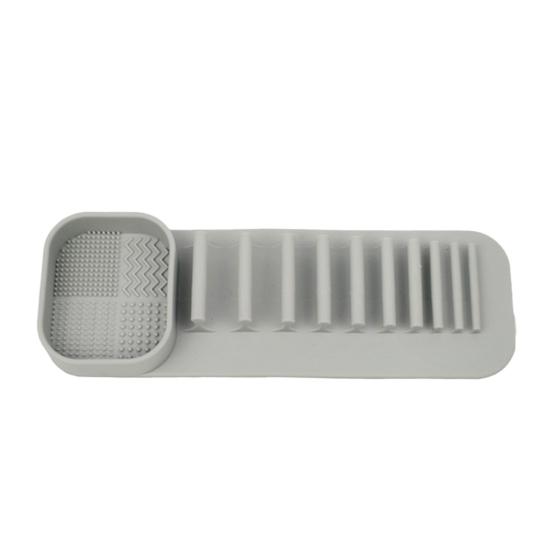 Silicone Makeup Brush Holder Wash Dry 2-in-1 Suction Cup Design Compact Size Waterproof Makeup Brush Stand