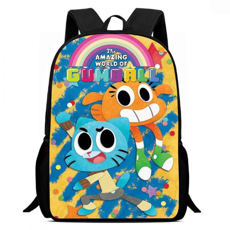 Gumball Cartoon Kids School Backpack Elementary Students Lightweight Spine-Protective Breathable Oxford Fabric Bag With Fun