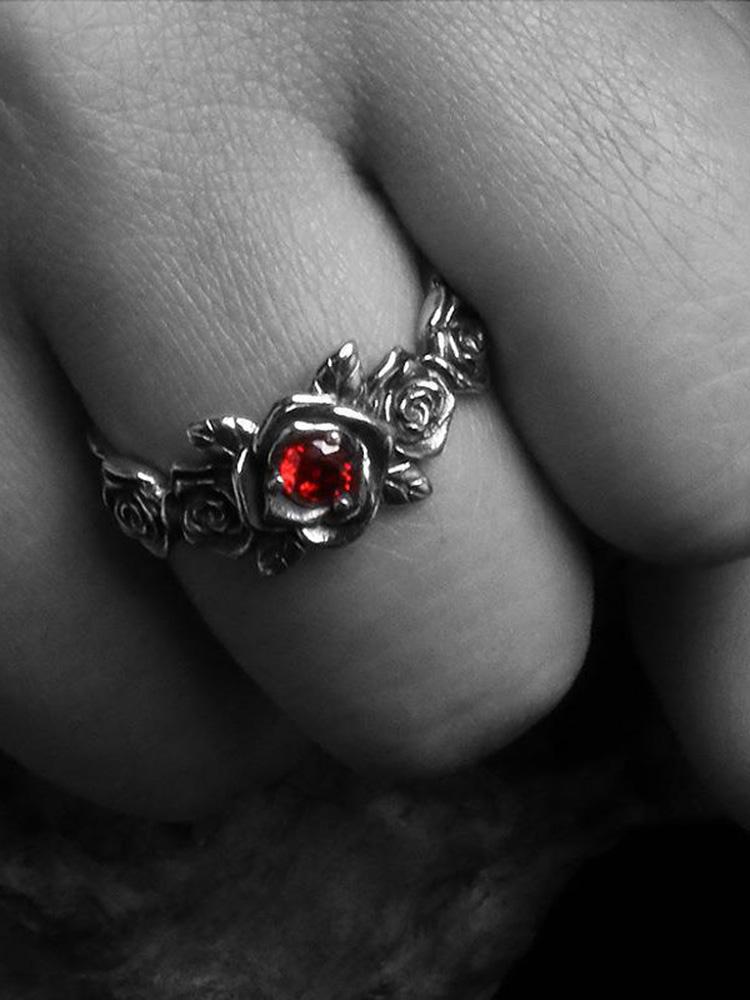 Men Women Gothic Thai Silver Rose Flower Cuff Finger Rings Unisex Fashion New Jewelry Lovers Gift Party anillos mujer