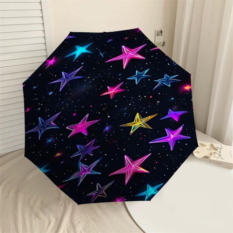

1pc Stars Galaxy Automatic Open/Close Umbrella Compact Folding Umbrella with 8-Rib Shaft for Women/Men, Elegant Birthday1129S