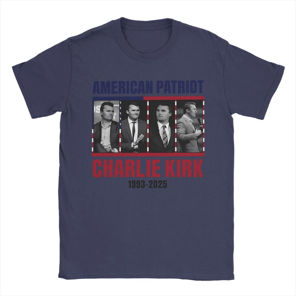 Mens TShirt Charlie Kirk American Patriot Creative 100 Cotton Tee Shirt Short Sleeve T Shirt Round Collar Clothes Present
