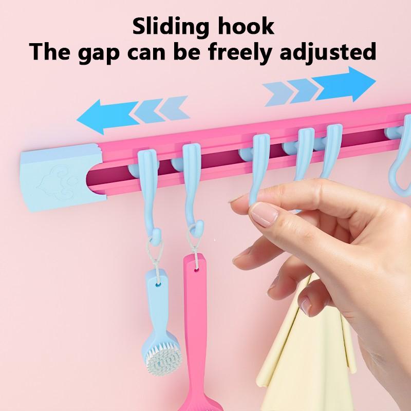 Dopamine Sliding Hooks No Punching Slide Rail Hooks Kitchen Storage Hooks Household Shelf Door Rear Storage Hook Universal Hooks
