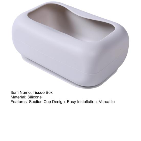 Suction Cup Tissue Box Silicone Material Easy Installation Stable Adhesion Tissue Holder Living Room Car Organizer