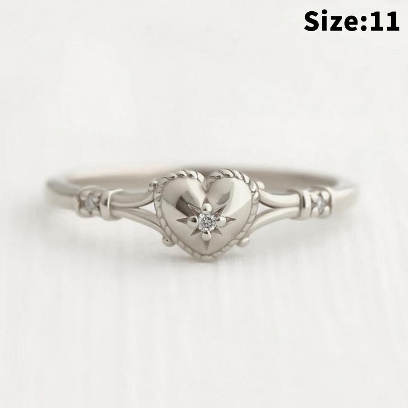 Selling Gold Plated Stainless Steel Rings For Women Heart Ring Jewelry Accessories  Size 6-11