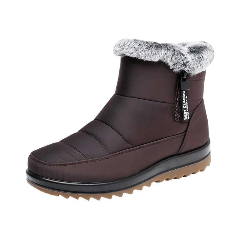 2025 Winter Shoes Women Snow Boots Thick Sole Flat Waterproof Non-slip Ladies Ankle Boots Warm Plush Black Red Plus Size 41