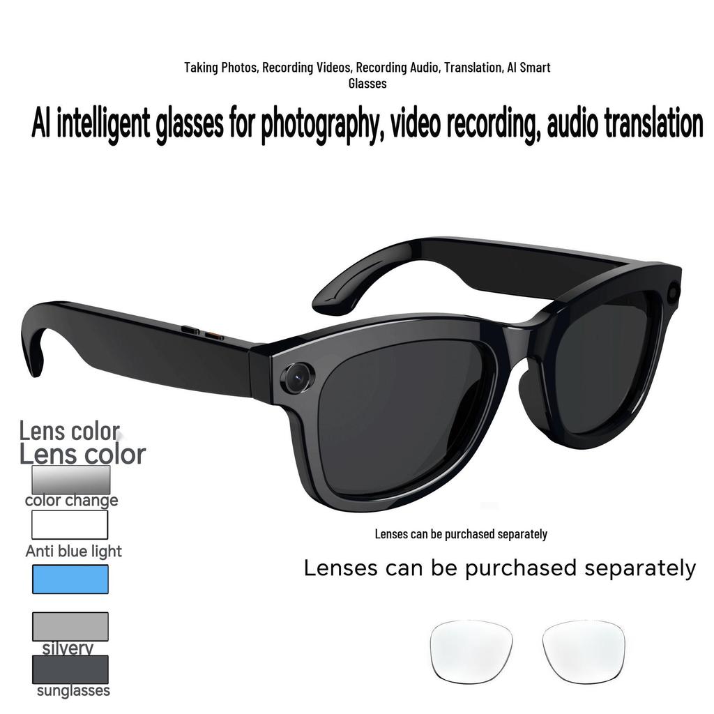 Inteligentne okulary M01 Pro HD z kamerą 800W, tłumaczeniem AI, rozpoznawaniem obiektów, ChatGPT, rozmowami i muzyką.