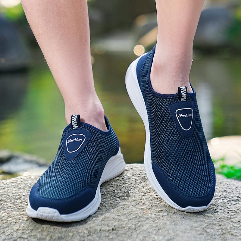 Summer Shoes Men Casual Shoes Fashion Lightweight Breathable Walking Sneakers Slip-on Mens Mesh Flats Shoes Plus Size 47