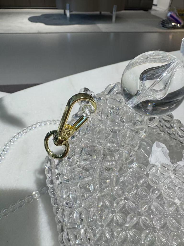 Handgefertigte Französische Retro Perlen Abendtasche - Schulterhandtasche mit großer Kapazität