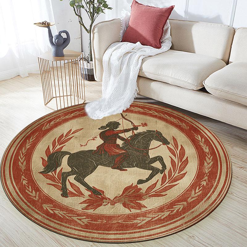 Ancient Greek Art pattern round rug,Carpet Rug for Living Room Bedroom Playroom ,Non-slip Floor Mat,Holiday Gifts and Birthday Gifts.