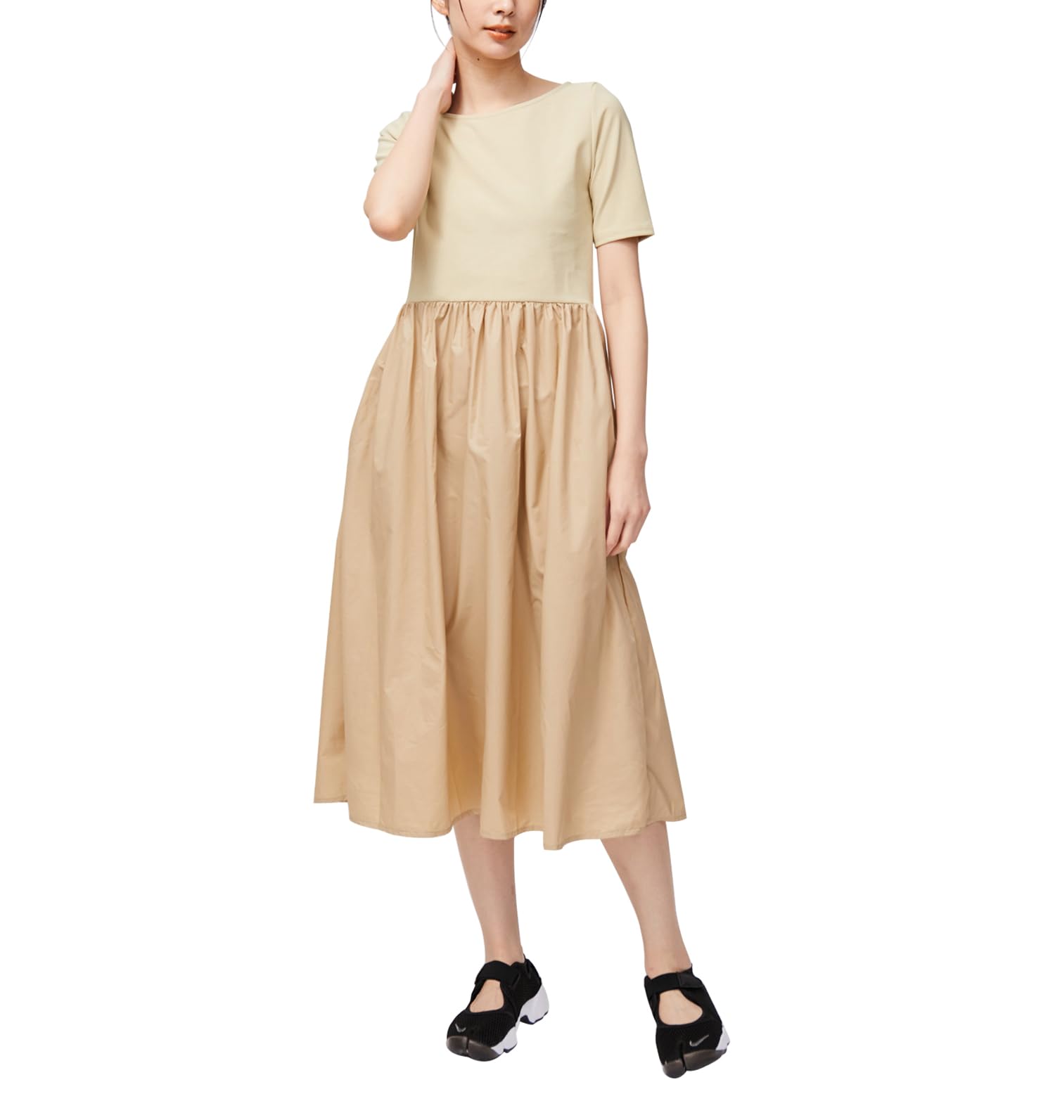 

Платье с коротким рукавом Nergy смешанного желтого цвета, размер F, женское, материал, NJE02070, (80),