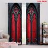 2pc Gothic Door Print Blackout Curtains – Light-Filtering for Bedroom   Living Room & Office – Ideal for Holiday & Party Decor