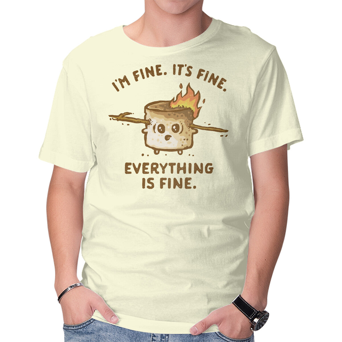 Unisex Crew Neck T-Shirt Everything Is Fine Graphic Short Sleeve Casual Tee XXL