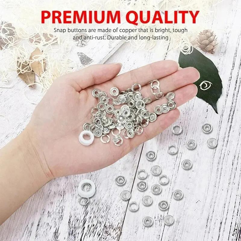 200/400Pcs Rings Buttons Metal Colour Pliers Snap Button Claw Diy Set Hand Stress Plier Rivet Buckle Sew Tool Sewing Supplies