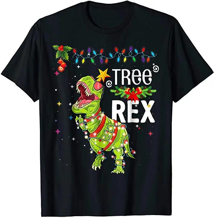 

Funny Trex Christmas Tree Dinosaur Xmas Gift TShirt 100 Cotton ONeck Summer Short Sleeve Casual Mens Tshirt Size S3XL S