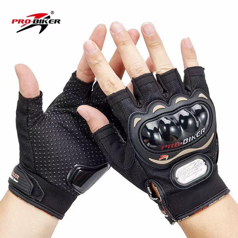 

Motorcycle riding off-road road racing outdoor gloves anti-drop safety riding gloves half finger M червоний