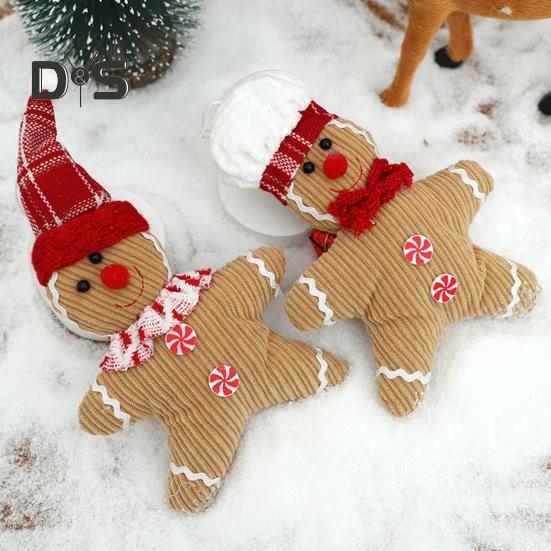 1/2Pcs Christmas Gingerbread Man Doll Plush Stuffed Doll Toy Gingerbread Pendant Christmas Tree Hanging Decorations for Fireplace Display