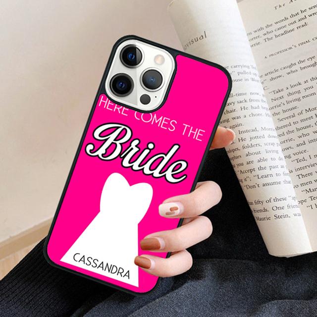 Gepersonaliseerde Bruiloft Bruid Bruidegom Naam Telefoonhoesje Achterkant voor iPhone 17 Air 16 15 14 13 11 12 Pro Max Plus