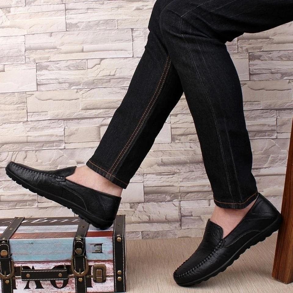 Fashion Flat Non Slip Male Casual Shoe Low-Top Breathable In Promotion Cowhide Size 45 High Quality Fashion Common Men's Leather Shoes