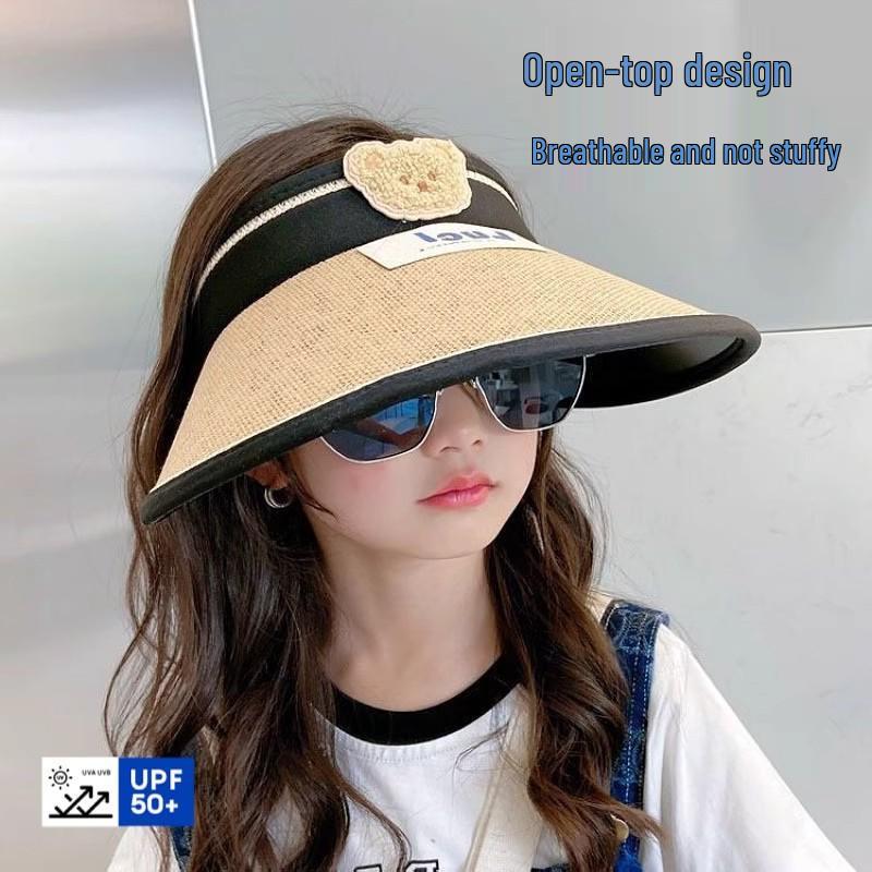 Kids' UV Protection Wide Brim Straw Sun Hat for Boys & Girls