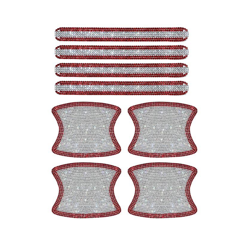 8PCS Universal Car Door Handle Sticker Decal Warning Diamond Auto Strip Driving Safety Bling Car Accessories for Girls Wholesale