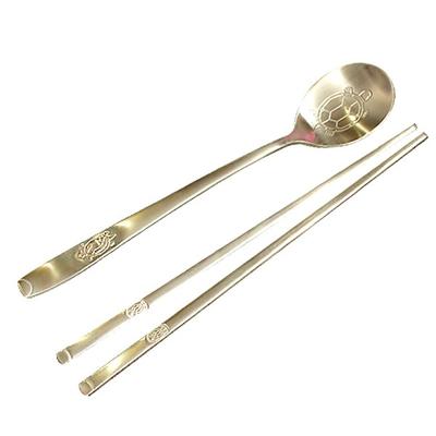 Queen Sense Titanium Royal Turtle Spoon Set, 1 Set, Spoon + Chopsticks, Korean Popular Tableware